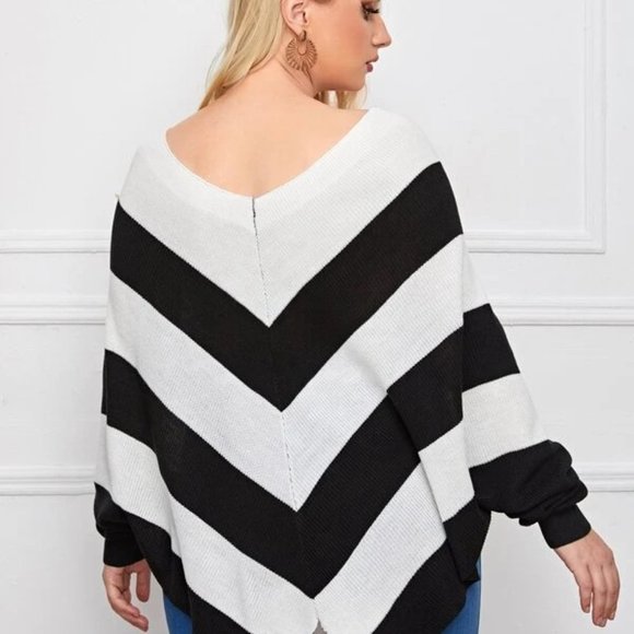 Plus Chevron Color block Sequin detail sweater New - Picture 2 of 4